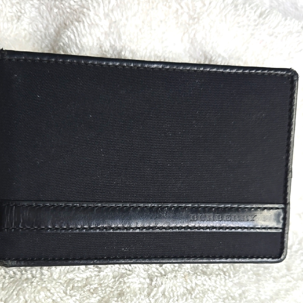 Burberry Black Men's Card Holder Wallet Nylon and Leather Novacheck Accents COA